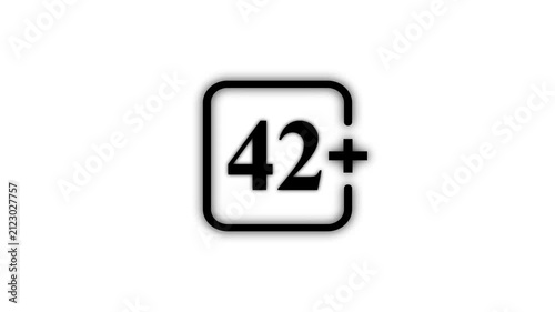 Black 42 Plus Age Restriction Icon Isolated on White Background Maturity Rating Adult Content Warning and Media Classification Symbol 4K Motion Graphic