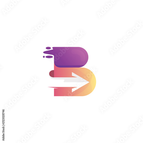 B logo, letter B logo and arrow design combination, business logo template