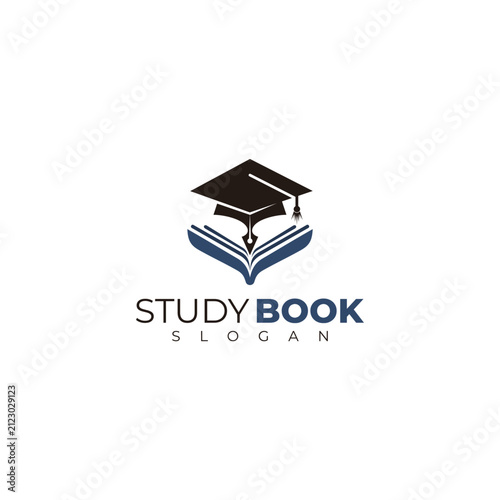 book logo, A simple logo featuring a book and a graduation cap.