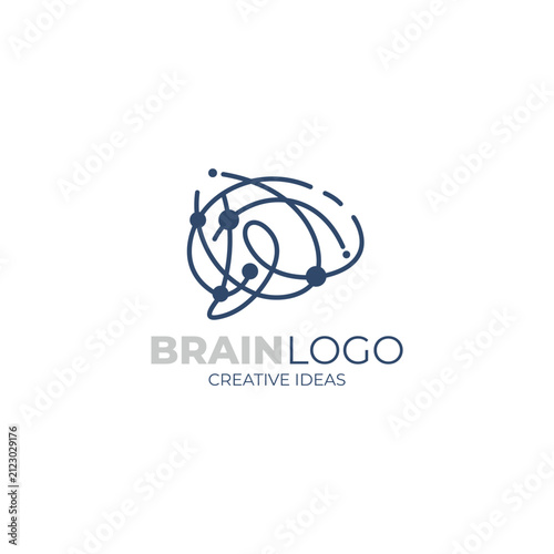 Brain logo with line design technology, Smart brain logo with simple design vector