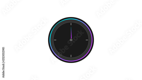 Modern minimalist wall clock with glowing neon ring against white background