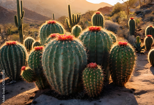 Barrel cacti with vibrant p...