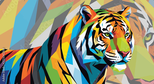 Fotografie Vibrant colorful tiger portrait closeup.