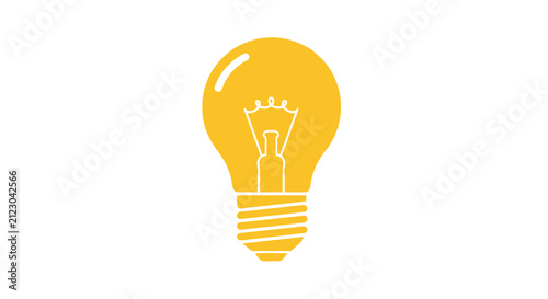 Yellow Light Bulb Glowing Brightly Alone.