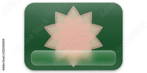 Photography Geometric lotus flower icon, pink floral mandala symbol on green background, spi