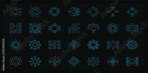 Premium AI Reasoning Engine Interface Collection with Logical Inference Systems, Cognitive Processing Micrographics and Futuristic Technical Vector Elements