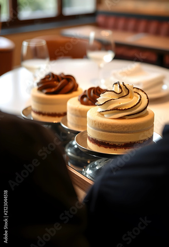 Three elegant mini cakes wi...