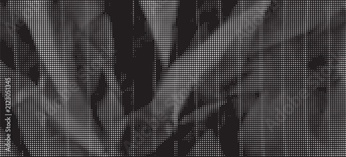 Monochrome background with abstract halftone dot grid and noise shadow effect. Retro pop art backdrop.