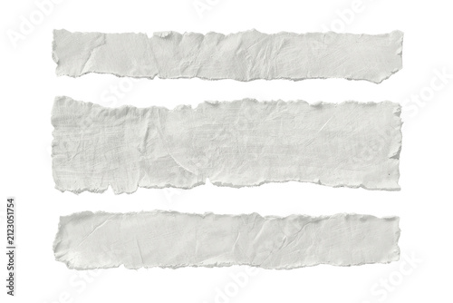 Three rough torn white paper banners