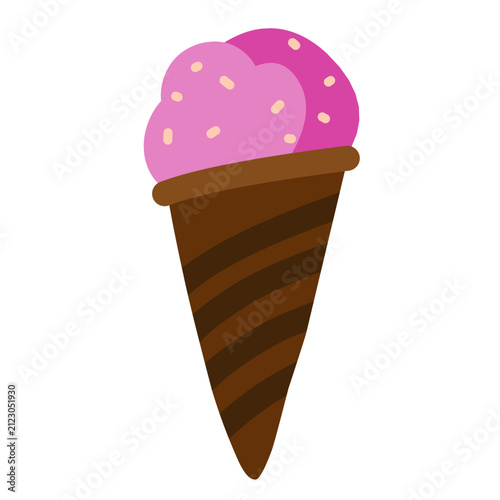 Minimalist Pink Ice Cream Cone Illustration