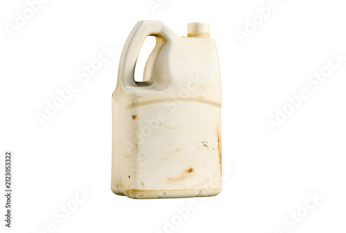 White Plastic Oil bottle Gallon isolate on a white background. 3d rendering.