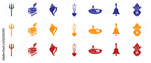 Durga puja icon set