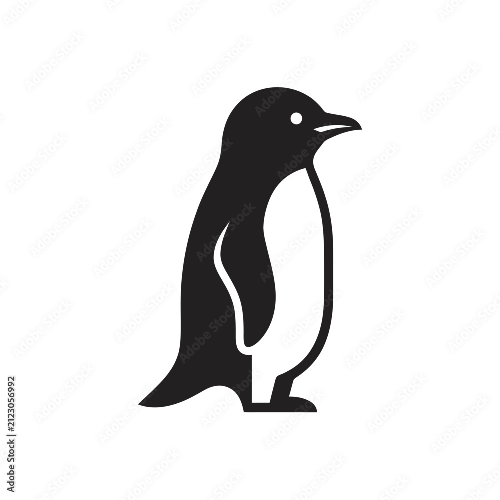 Obraz premium Minimalist Black and White Penguin Icon Illustration