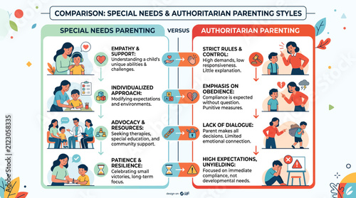 Konstfotografi Special Needs Versus Authoritarian Parenting Styles Comparison Infographic