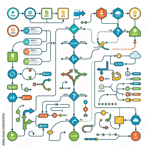 Modern Infographic Connector Collection for Business Presentation and Process Visualization