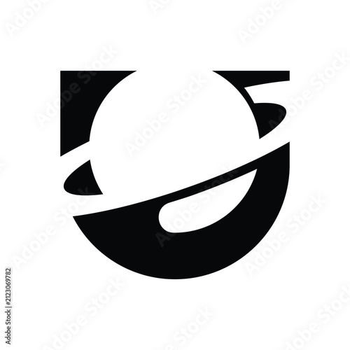 U negative space Planet simple and luxury logo design