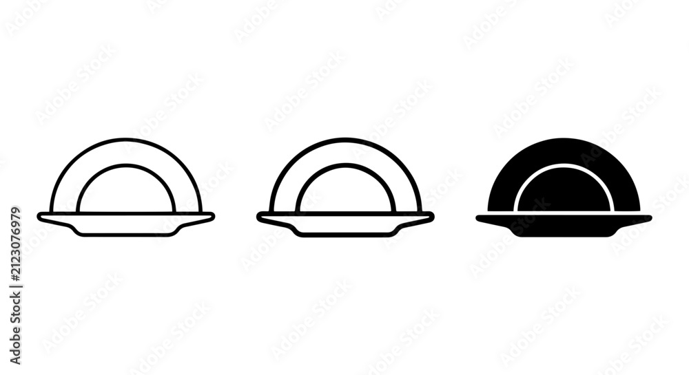 Fototapeta premium Plate Icons Set, Simple Dish Vector Graphics, Minimalist Tableware Symbols