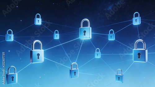 Network of padlocks in digital space
