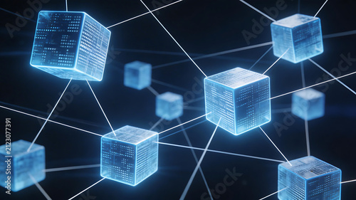 Blue glowing cubes connected