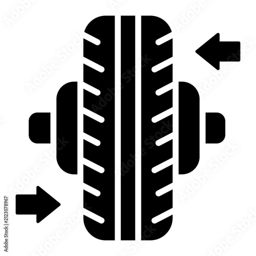 wheel alignment glyph icon. balance check approved. accurate tire fit. auto service