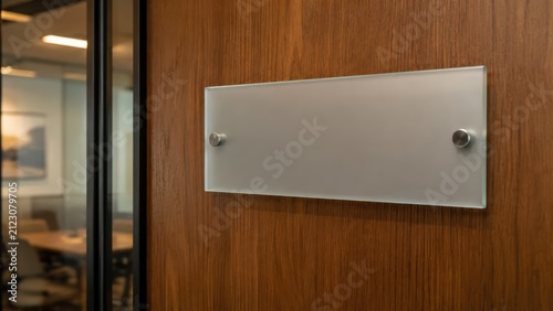 Blank frosted glass door sign mockup for office interior branding