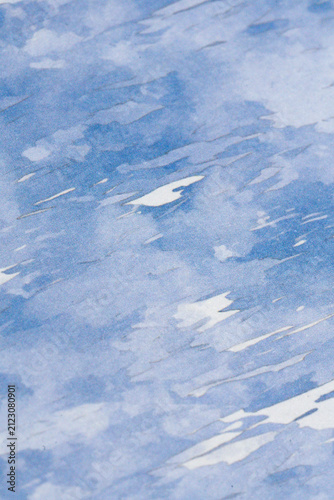 Abstract Soft Sky Blue Water Surface Wash and Splash Pattern on Textured Paper Surface