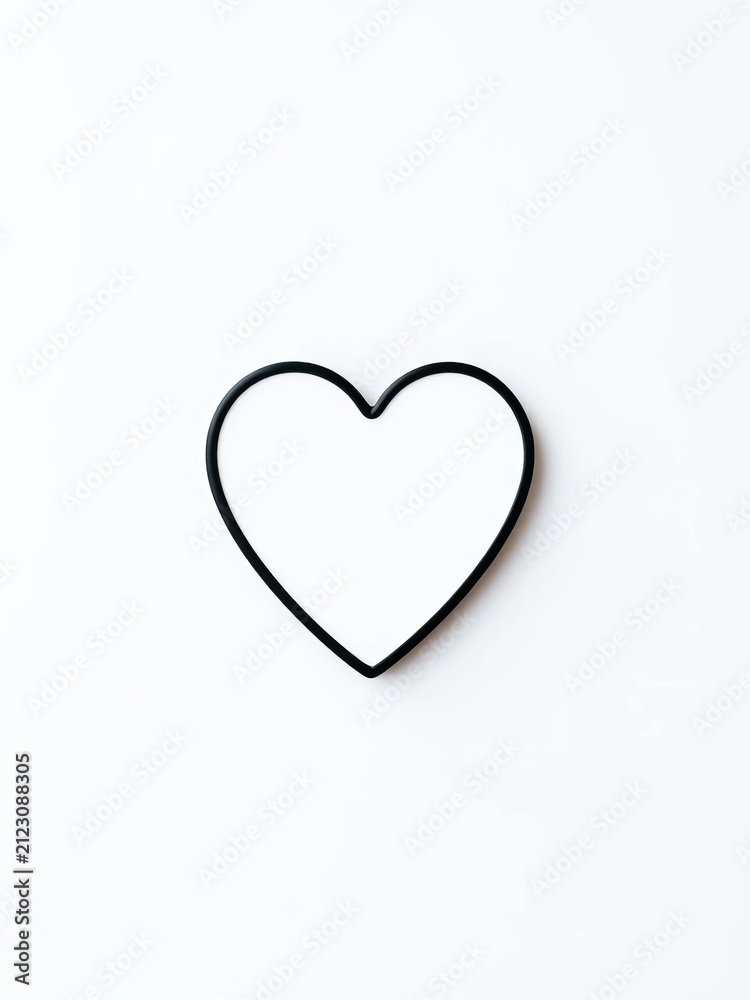 Fototapeta premium Simple heart icon in solid black shape against a pure white background, vector, graphic