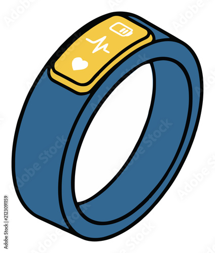Smart ring wearable technology isometric vector illu.... Generative AI