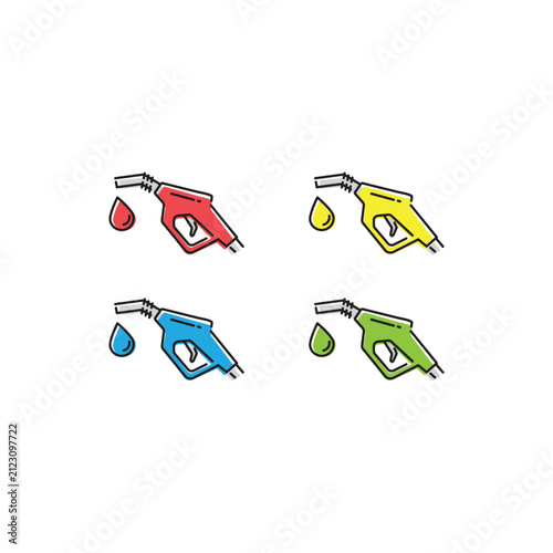 Vector illustration design of a gasoline pump nozzle with color coding.
