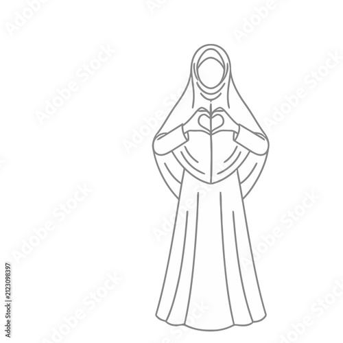 Woman in Hijab Making Heart Shape with Hands