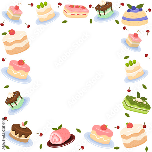 Square frame of cake theme