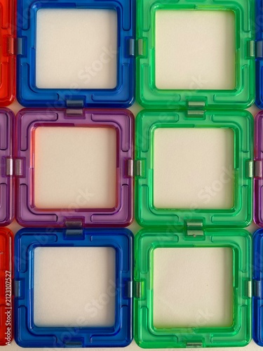 Close-Up of Colorful Magnetic Tile Grid