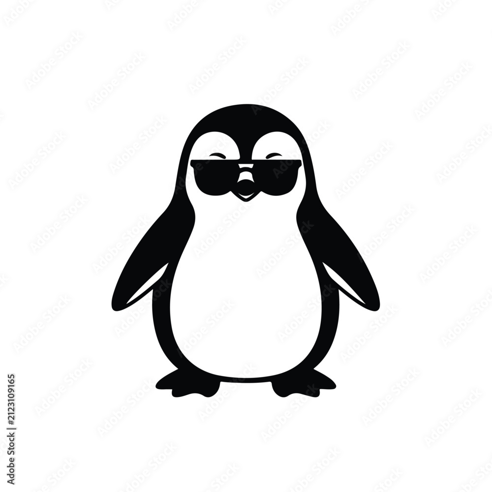 Obraz premium Cool Penguin Wearing Sunglasses Illustration.