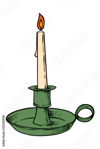 Photography Candle in green classic retro holder sticker design element