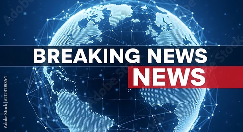 Breaking News Globe Banner Over Earth With Digital Network.