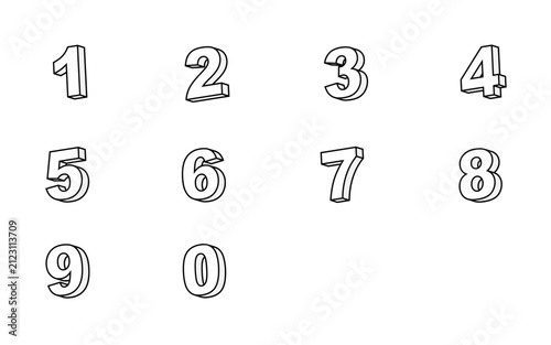 3D numbers with stroke