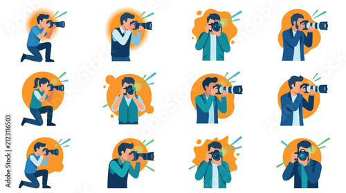 Flat vector illustration of a modern person engaged in professional business activities