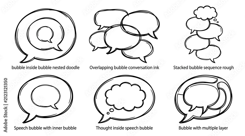 Fototapeta premium Set of Hand Drawn Speech Bubbles and Thought Balloons.