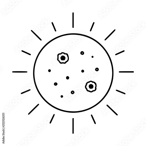 Obraz na plátně Hand-drawn black and white sun icon vector illustration with circular core, scat