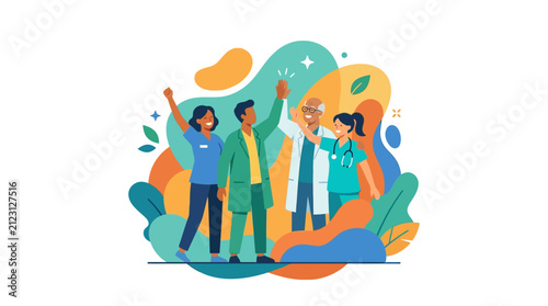 Diverse Healthcare Team Celebrating Success