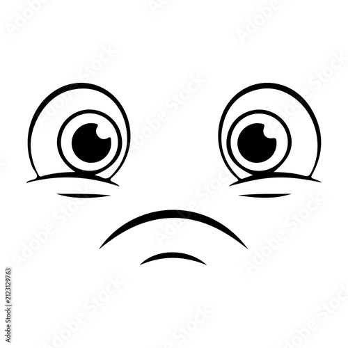 Принти на полотні Expressive Sad Face Illustration with Large Eyes.
