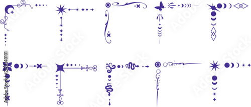 Mystic Cosmic Broder Decorative Border Adornment Elements Set Graphic Illustration