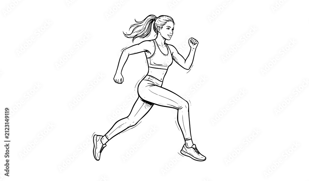 Obraz premium Hand Drawn Exercising Woman Sketch Vector Illustration