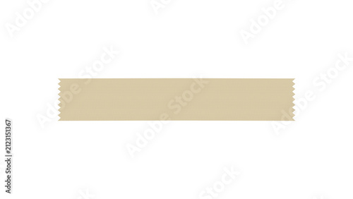 Horizontal strip of beige masking tape with jagged edges isolated on a clean white background with featuring distinct jagged background easy editing isolated against solid PNG