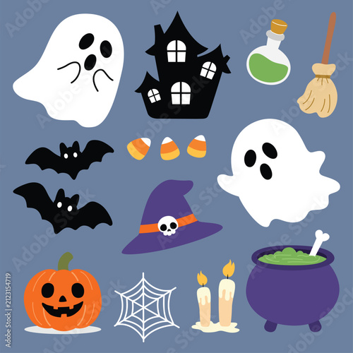 Flat Design Halloween Elements Set