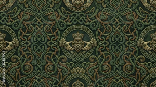 Green claddagh texture with claddagh friendship heritage background wallpaper tradition