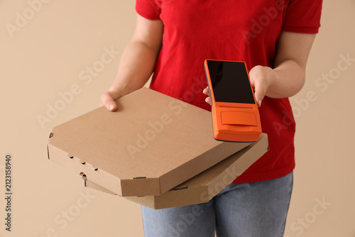 Delivery person in red shir...