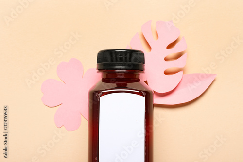 Red liquid bottle with blan...