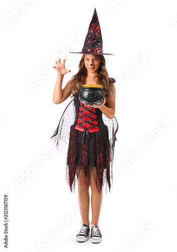 Cute happy girl dressed as ...