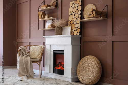 Fireplace with armchair, sh...